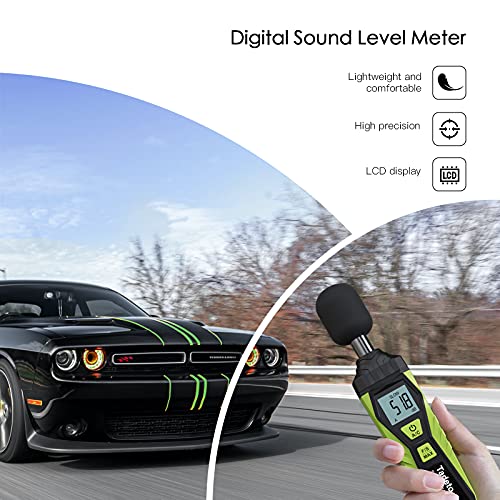 Tadeto Green Digital Sound Level Meter 30-130dB with A/C Weighting, LCD Backlight