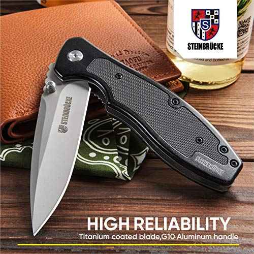 Elemake Pocket Knife with Clip - Camping Knife for Men, 3" Sandvik 14C28N Stainless Steel Blade, EDC Knives Gift for Men