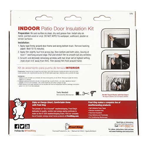 Frost King V76H Shrink Window Kit 84x110 Inches Clear – Indoor Window Insulation Film, Includes 1 Sheet