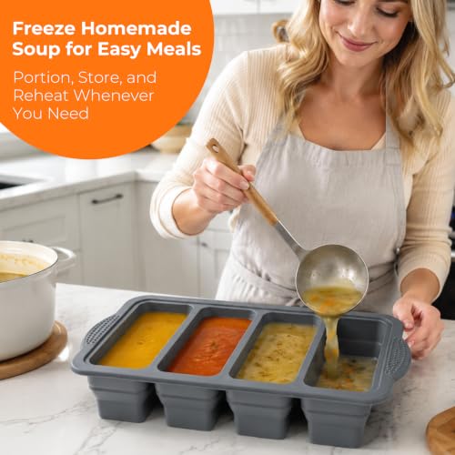 FINENUT 2-Pack Collapsible 1-Cup Silicone Freezer Tray Molds with Lids