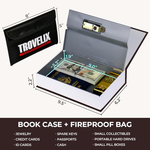 KOFAIR Bible Book Safe with Combination Lock, Fireproof Bag, Large Hidden Storage