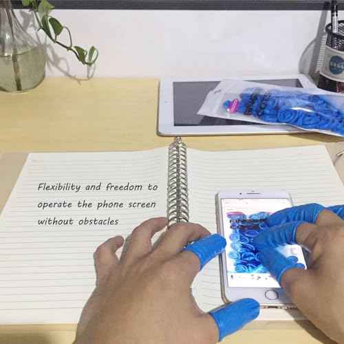 Medium Disposable Nitrile Finger Cots, Anti-Static Non-allergenic Finger Protectors,Suitable for Beauty, Cleaning, Massage,Electronic Repair 100 pcs (Blue)