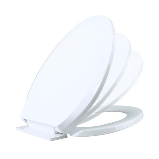 Renovators Supply Manufacturing White Plastic Soft Close Toilet Seat Elongated Slow Close Toilet Seat With Adjustable Mounting Hardware