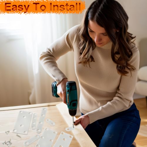 24 Pack White Flat Brackets 1.42 x 0.63 Inch Reinforcement Wall Shelves & Furniture Support