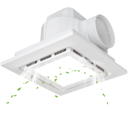 TOYOUSEA 10" Ultra Quiet Bathroom Exhaust Fan with Light 6500K LED 1.0 Sone 145 CFM, 8.3x8.3 Mount, 1500 LM Ceiling Ventilation Fan