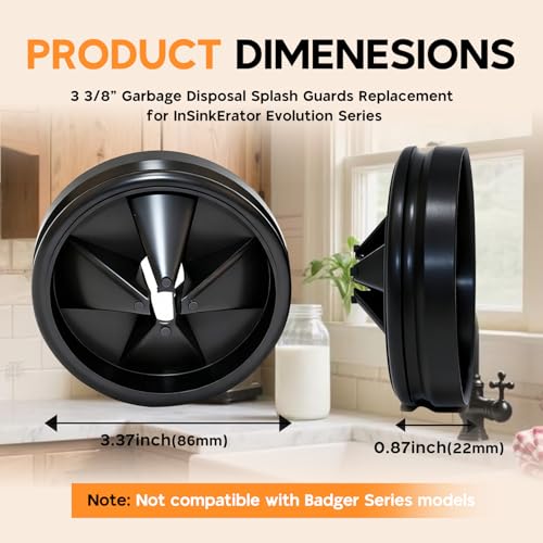 2-Pack 3 3/8-Inch Garbage Disposal Splash Guard for InSinkErator Evolution Series