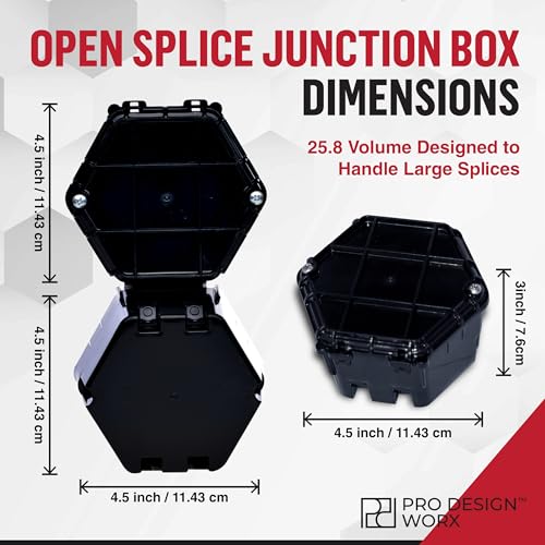 2-Pack UL 514C Polycarbonate Open Splice Junction Boxes - Durable Black Enclosures for Safe Wiring