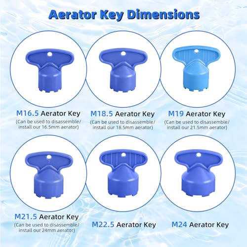 Hibbent 12 Pcs Faucet Aerator Set with 6 Wrench Keys for Sink, M16.5-24mm - Easy Installation