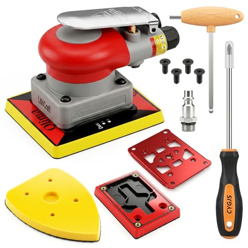 LithiCraft 3-in-1 Pneumatic Orbital Palm Sander 4x4.3in Multi-Surface Air Sander