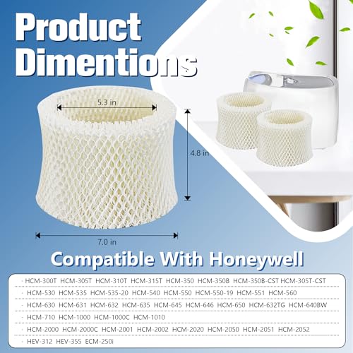 Funmit Honeywell HAC-504/HAC-504AW Compatible Humidifier Filter Replacement, White, Pack of 4