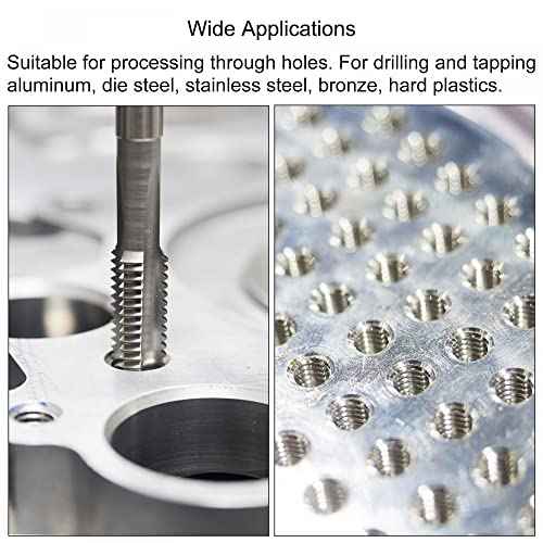 uxcell 1/4-32 UNEF Straight Flute Thread Tap and 5.5mm Twist Drill Bit Set, Titanium Plated 6542 High Speed Steel Drilling Bit Machine Threading Tap