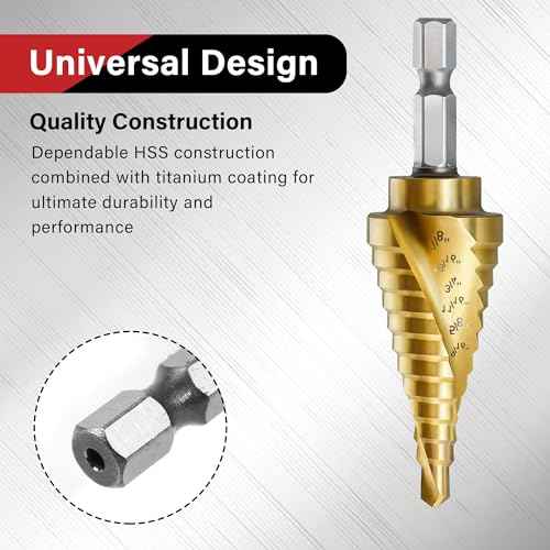 3PC Step Drill Bit Set, 1/4" Hex Shank High-Speed Steel Spiral Grooved Step Drill Bit for Sheet Aluminium Metal Wood Hole Drilling, 31 Step Sizes Taper Drill bit Set for DIY Lovers