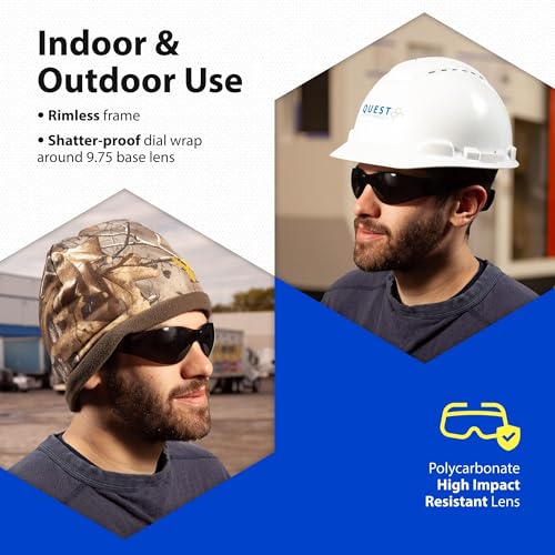 Quest Protective Apparel Safety Glasses for Men and Women - Anti Fog Safety Goggles for Shooting, Lab, or Construction ? Polycarbonate Eye Protection [Smoke & Pack of 2]