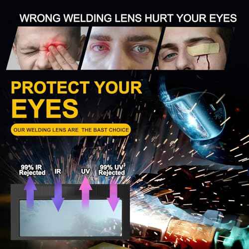 Gold Shade 11 Auto Darkening Welding Lens 2x4 1/4,True Color Blue Welding Lens,True Color Technology,Solar Charging,Fit Most Pancake and Pipeliner Welding Hoods,Auto Darkening Welding Lens 2x4.25