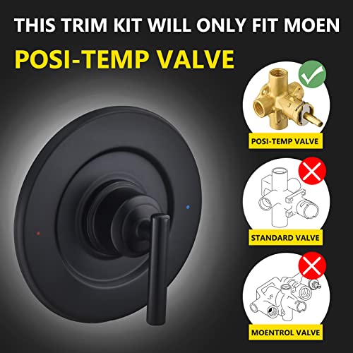 Moen T2901BL Gibson Posi-Temp Valve Trim Kit Matte Black - Replacement Bathroom Fixture