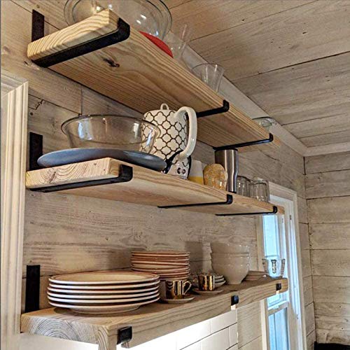 WEKIS 12 Inch Heavy Duty Floating Shelf Brackets - 6 Pack Industrial Black Wall Mounts