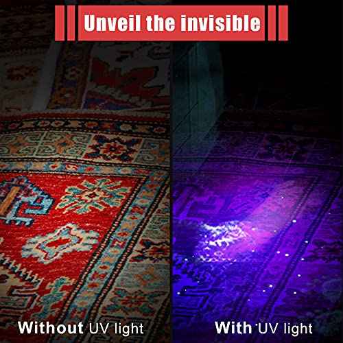 Honoson 2 Pieces UV Black Light Flashlight Small Blacklight Flashlights Pen Lights for Leak, Pet Urine, Hotel Inspection, Dry Stain and Dye Detector, 5.2 Inches Long
