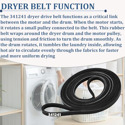 341241 Dryer Drum Belt for Whirlpool Kenmore Amana - Pack of 1