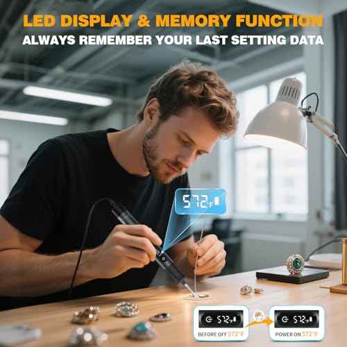 Cordless Soldering Iron Kit, 12S Fast Heat Soldering Iron, Variable Temp 392¢µ-842¢µ£¨200¡É- 450¡É), 3 Protections & Memory Function, Includes 3 Tips for Electronics/Jewelry Precision Repair