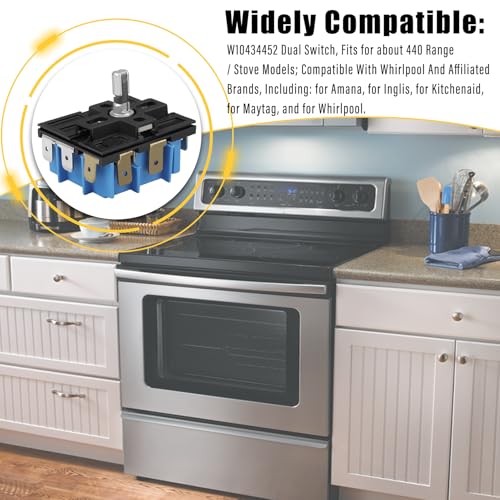 W10434452 Dual Element Range Control Switch - Infinite/Infinite Switch for Whirlpool Amana KitchenAid Maytag