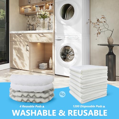 NXPPYY 4-Pack 1940/1806 Bissell Steam Mop Pads — 2 Soft Microfiber + 2 Scrubbing Pads, 19402/19404/19408/19409 Compatible