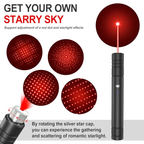 LETEAPII Red Laser Pointer USB Rechargeable with Star Cap - Model 1
