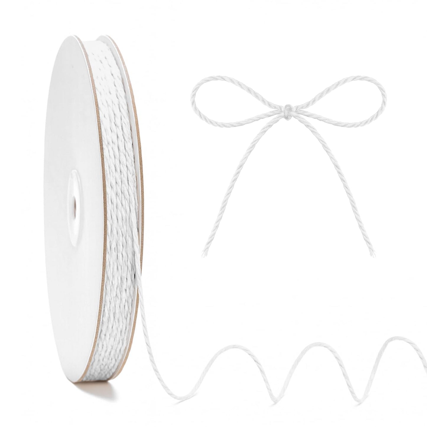 KINGLAKE White String Cotton Twine - 2mm White Butchers Cotton Bakers Twine String 328 Feet for Crafts Kitchen Cooking Meat Roasting Baking Gift Wrapping