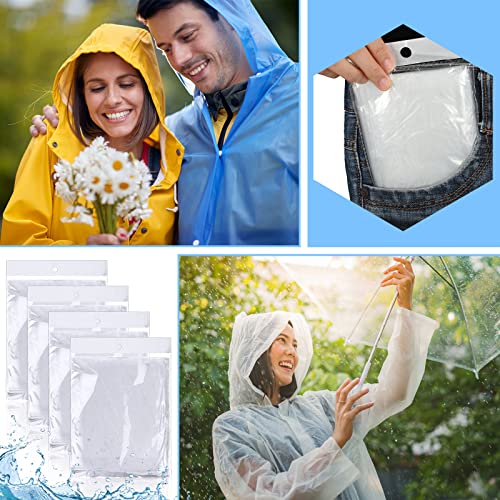 Handepo 100 Pack White Disposable Rain Ponchos with Hood for Adults