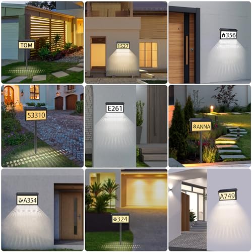Nazuwke Solar Address Sign 1 Pack Waterproof Outdoor House Numbers with Lighting