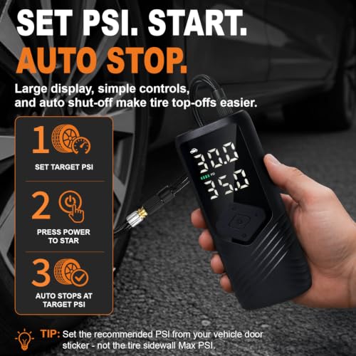 Portable Car Tire Inflator Air Compressor 150 PSI with Digital Gauge