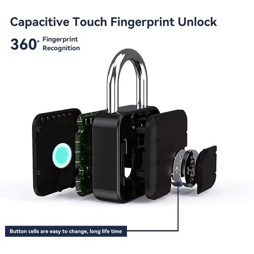 NexusLab Smart Fingerprint Padlock with TUYA App Control, IP67 Waterproof, 10 Fingerprints, Stainless Steel Shackle for Travel, Gym Locker & Outdoor Gatres