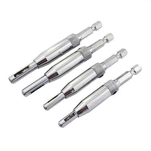 4Pcs Door Self-Centering Hinge Drill, Window Hole Opening Center Drill Bit Hole Puncher Woodworking Tools 5/64'' 7/64'' 9/64'' 11/64''