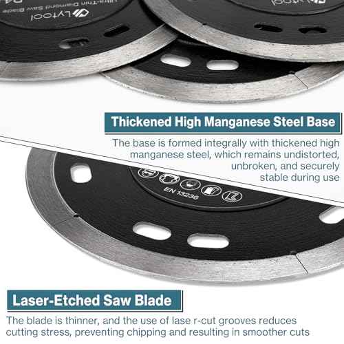 Diamond Blade for Angle Grinder ? Ultra-Thin Turbo Cutting Disc for Porcelain Tile, Ceramic, Concrete, Masonry, Stone ? Dry/Wet Cutting, 7/8" Arbor (115mm / 4 1/2inch)