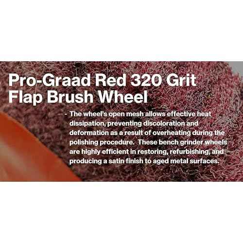 6¡± x 1/2¡± x 1¡± Arbor Red Bench Grinder Polishing Flap Wheel, 320 Grit, Tight Weave, Great for refurbishing Golf Clubs and Metal, Non-Woven Wheel for Copper, Metal, Finishing & Burnishing