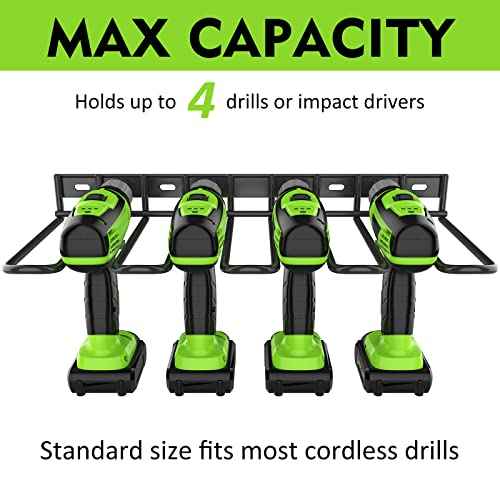 2 Pack Power Tool Organzier Wall Mount, Thicked Heavy Duty Drill Holder, Drill Storage Rack Organizer for Dewalt Milwaukee Ryobi Cordless Tools