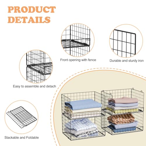Yociyoga Black 4-Tier Stackable Closet Organizer Shelves Foldable Storage