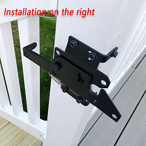 Heavy Duty Black Steel Fence Gate Latch for Wooden & Vinyl Gates - Self Locking Hardware