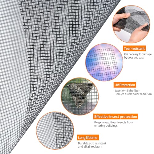 Lengtimo 36” x 100’ Black Fiberglass Window Screen Roll - Easy DIY Replacement