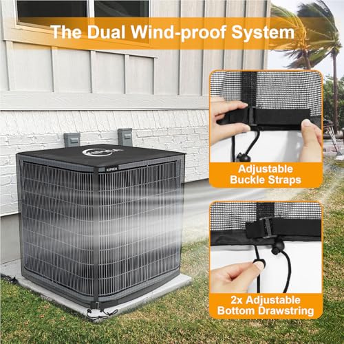Kipiea 2-in-1 Outdoor AC Unit Cover 30"W x 30"D x 32"H Waterproof Mesh & Top