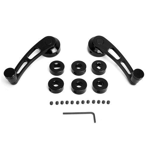 Klanata Window Crank, 2PCS Window Crank Handle Replacement Alloy Window Handle Riser Winder Crank Fit for Classic Car, Ergonomic Design for Easy Operation with Installation Tool (Black)