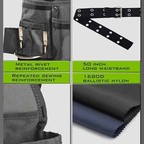 Small Tool Belt Pouches,Tool Belts for men,magnetic tool belt,11-Pockets,Electrician Construction,Carpentry.Heavy Duty nylon belt with metal buckle.1680D Oxford.