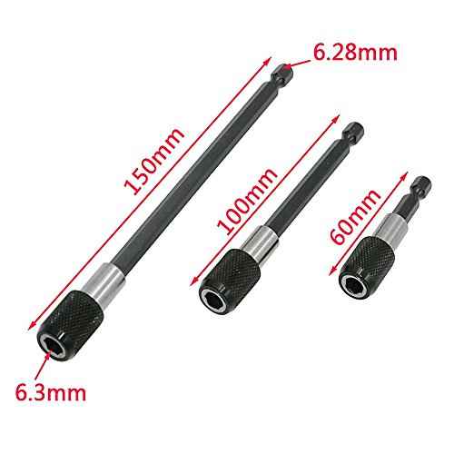 3Pcs 1/4 Inch Hex Shank Magnetic Drill Bit Extension Quick Release Screwdriver Nut Drill Bit Holder Extension Kit Set for Impact Driver Bits -2/4/ 6 Inch Length