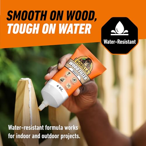 Gorilla 6 oz Water-Resistant White Wood Filler for Indoor & Outdoor Repairs
