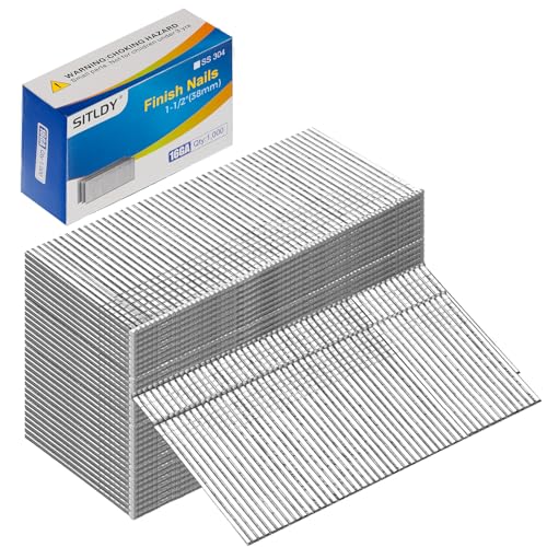 SITLDY 1-1/2 Inch 1000-Pack Stainless Steel 16 Gauge Finish Nails - Durable Rust-Resistant Fasteners