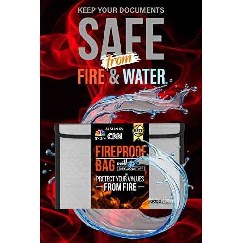 Fireproof Document Bag Envelope Size: 8" x 5" [2000¡ÆF UL Certified] Fireproof Cash Bags with Zipper Small Water and Fire Resistant Money Bag for Cash Storage, Fireproof Bags for Cash Fire Proof