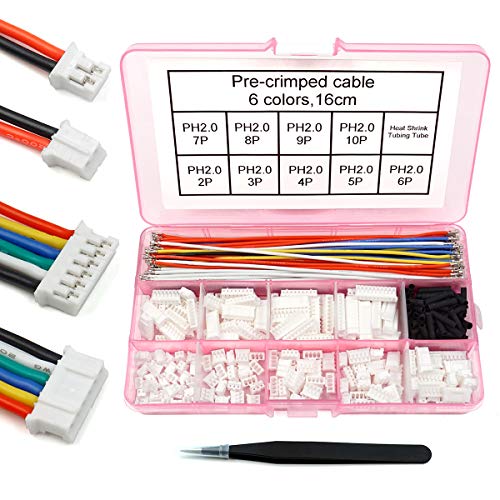 Elechawk Pre-Crimped PH 2.0 Connector Cable Kit for Arduino, Drones, Batteries - Connector & Wire