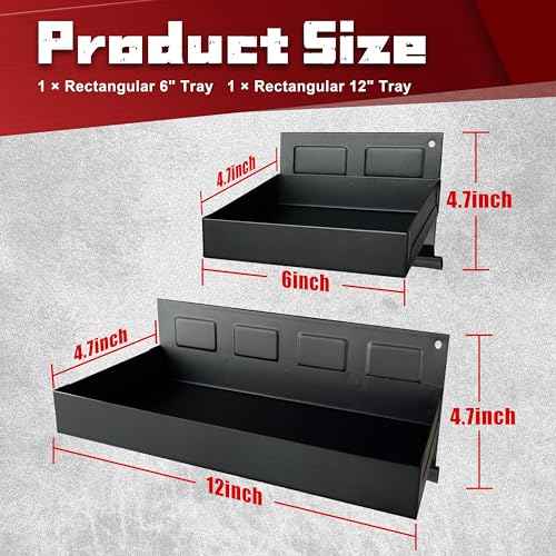 STXDY 4PCS Magnetic Toolbox Shelf, Magnetic Toolbox Tray Set,Black Matte,Extra Strong Magnetic for Garages, Repair Shops and DIY