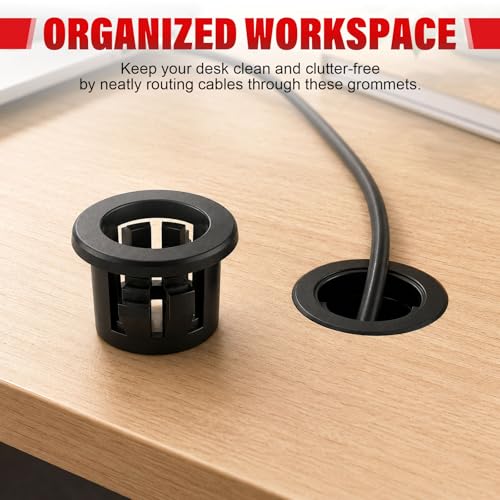 QCDENG 1/2 Inch 100PCS Cable Grommet Protector for Wire Management Black