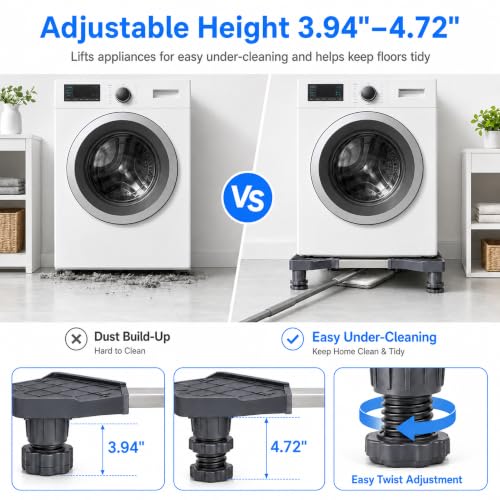 Adjustable Mini Fridge Stand 17-26 in, 400 lb Capacity with 4 Levels & Non-Slip Feet