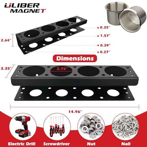 ULIBERMAGNET Power Tool Organizer Rack,Magnetic Heavy Duty Spray Bottle Holder,Wall Mount Metal Tool Rack with Screwdriver,Cordless Drill,Screw,Nail Storage,Utility Rack for Warehouse,Garage,Toolbox